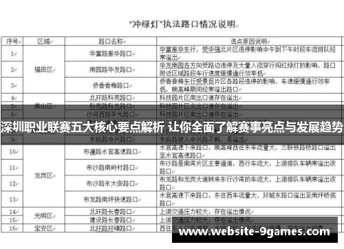 深圳职业联赛五大核心要点解析 让你全面了解赛事亮点与发展趋势