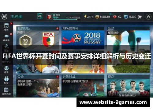FIFA世界杯开赛时间及赛事安排详细解析与历史变迁