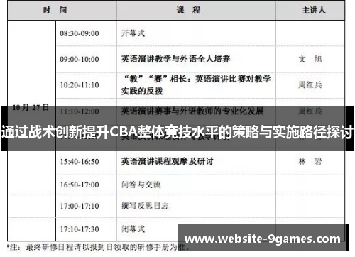 通过战术创新提升CBA整体竞技水平的策略与实施路径探讨